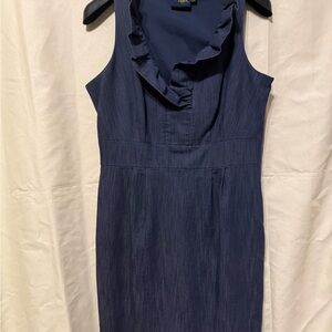 Taylor Navy Sleeveless Ruffle Midi Dress